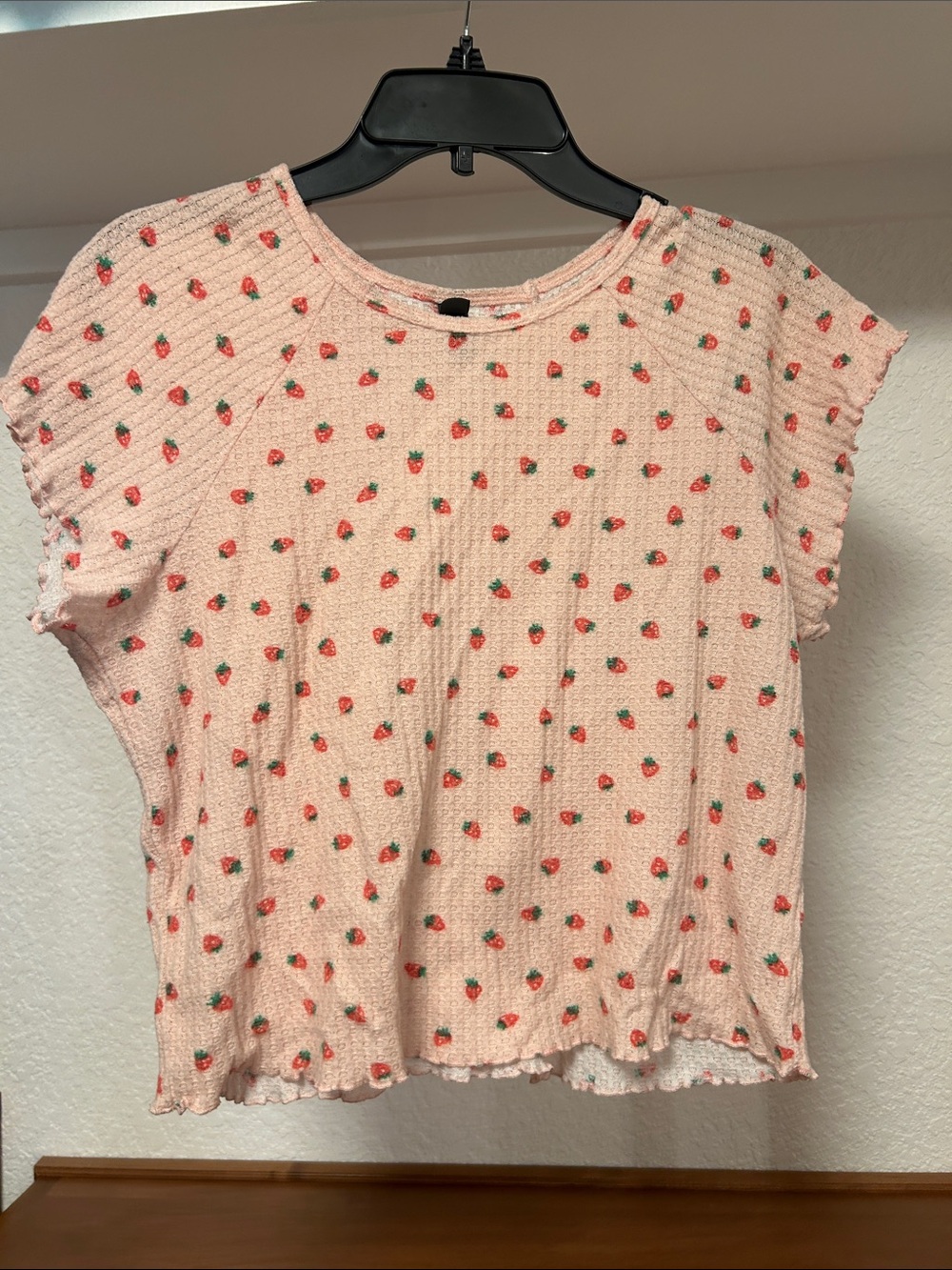 Alya Pink Strawberry-Print Short Sleeve Top